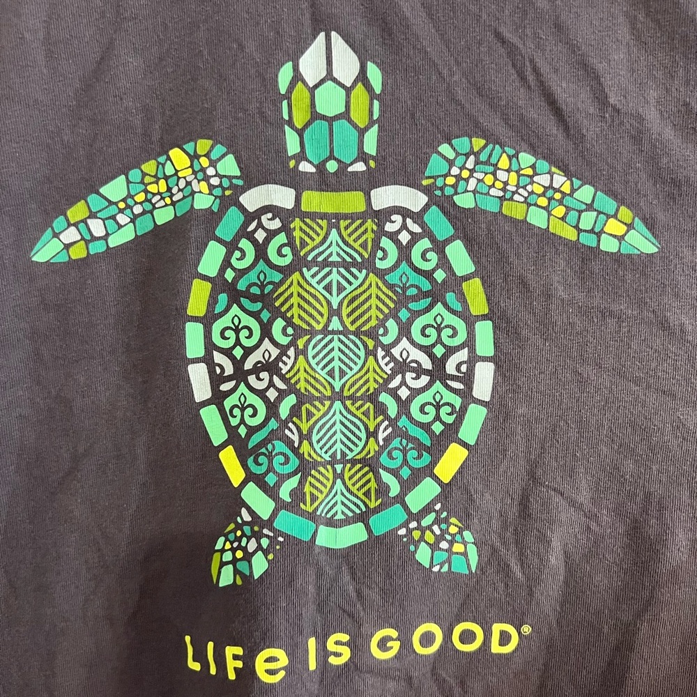 Life Is Good Gray Crusher Turtle tee shirt - Picture 2 of 5
